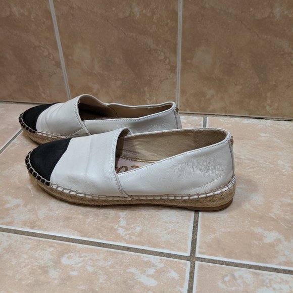Sam Edelman Krissy Espadrille White and Black Capped Toe Slip Size 8 Loafer - Picture 9 of 10